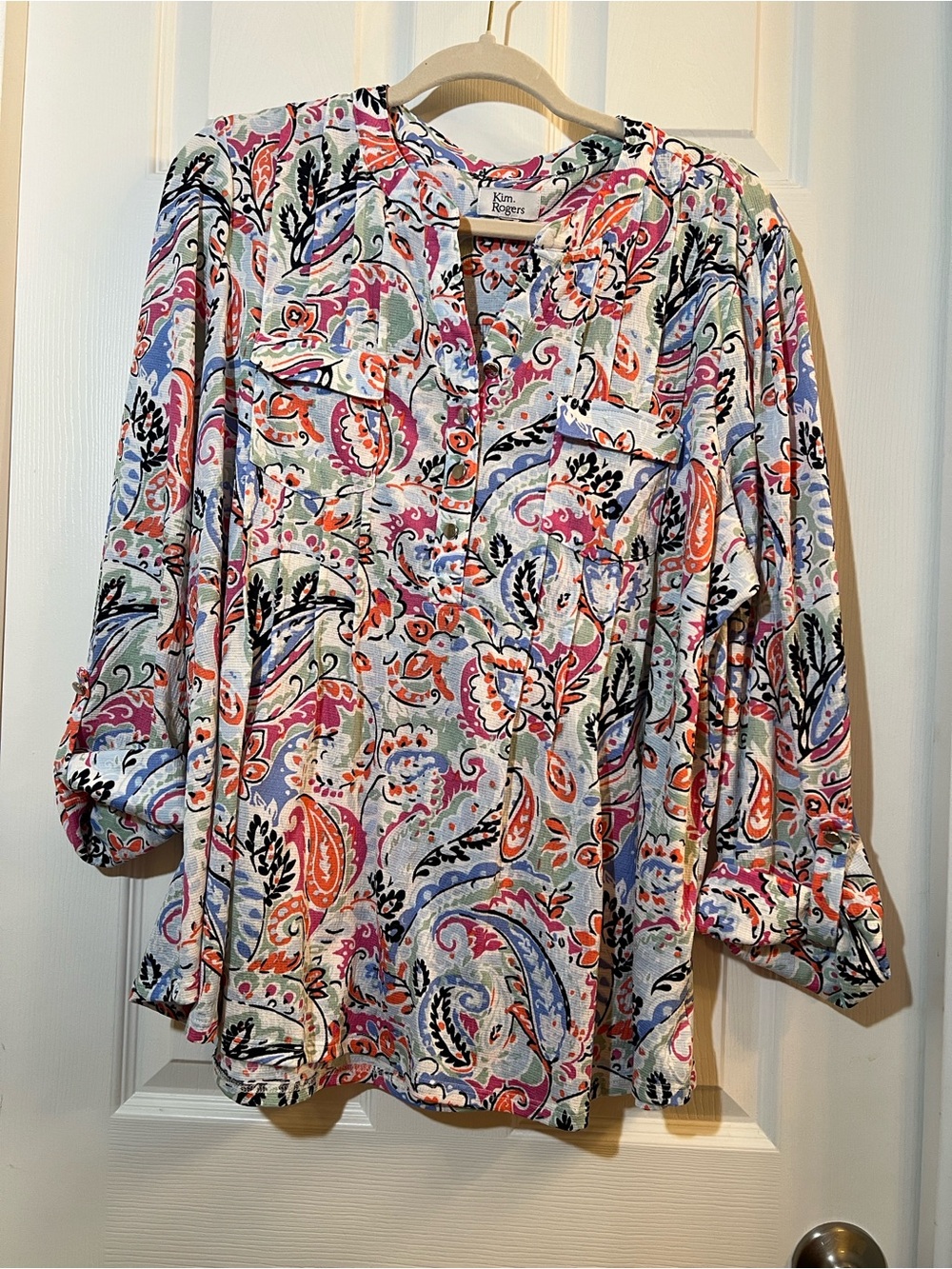 🦋 Kim Rogers Multicolor Paisley Tunic - Pink, Blue, Orange size 1x